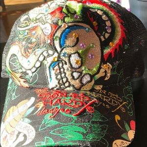 Ed Hardy snap back baseball cap, rare skull design